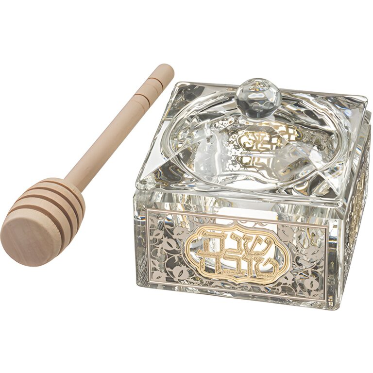 Crystal Honey Dish 7*7 cm with Metal Plaque