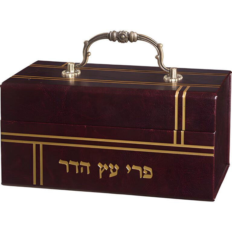 Leatherette Etrog Box with Handle & Lock 13*19*11 cm - Brown