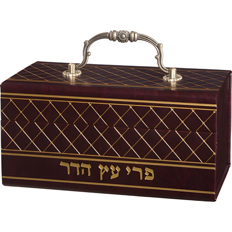 Leatherette Etrog Box with Handle & Lock 13*19*11 cm - Brown