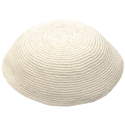 Knitted D.M.C Kippah 14 cm - Off White