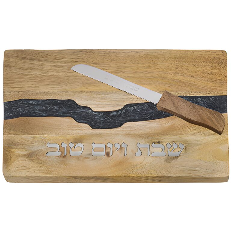 Challah Tray with Knife 41x28 cm - Gray