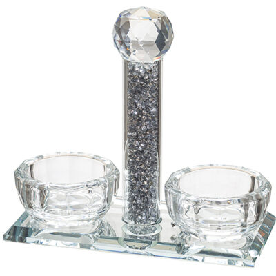 Crystal Salt & Pepper Holders 12*11 cm with Glass Chips