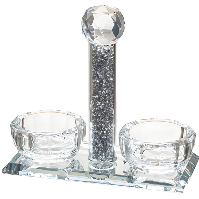 Crystal Salt & Pepper Holders 12*11 cm with Glass Chips