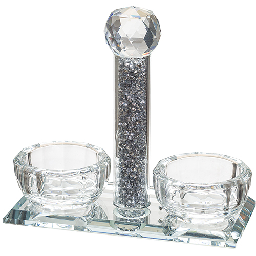 Crystal Salt & Peper Holders 12*11 cm with Glass Chips