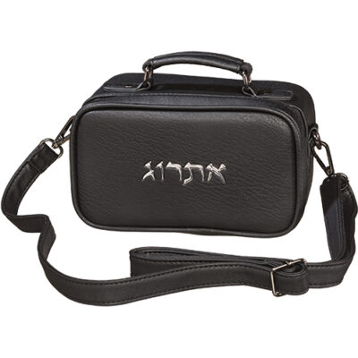 קופסת אתרוג מעור סינתטי 19*11 ס"מ - שחור