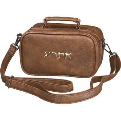 קופסת אתרוג מעור סינטטי 19*11 ס"מ - חום כהה