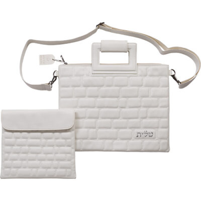 PU Leathere Fabric Talit & Tefilin Set 38*31 cm - White
