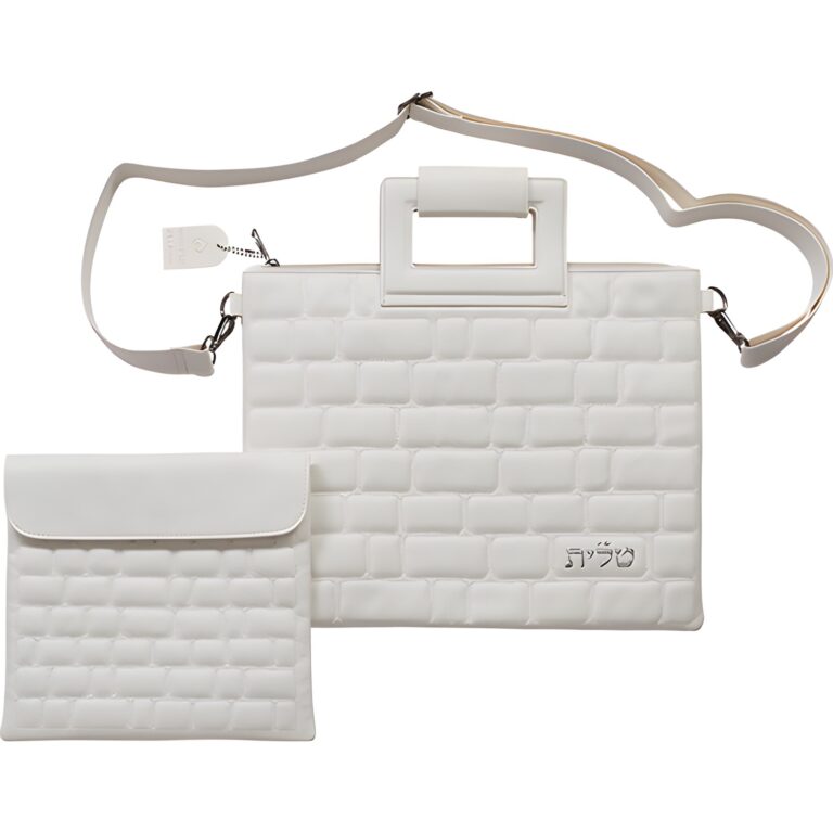 PU Leathere Fabric Talit & Tefilin Set 38*31 cm - White