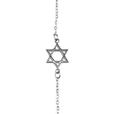 צמיד נירוסטה 22 ס"מ - מגן דוד 2.5 ס"מ - מצופה כסף