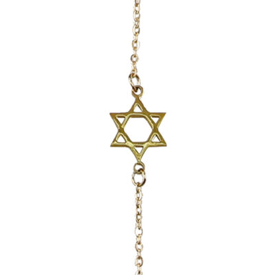 צמיד נירוסטה 22 ס"מ - מגן דוד 2.5 ס"מ, צבע זהב - זהב