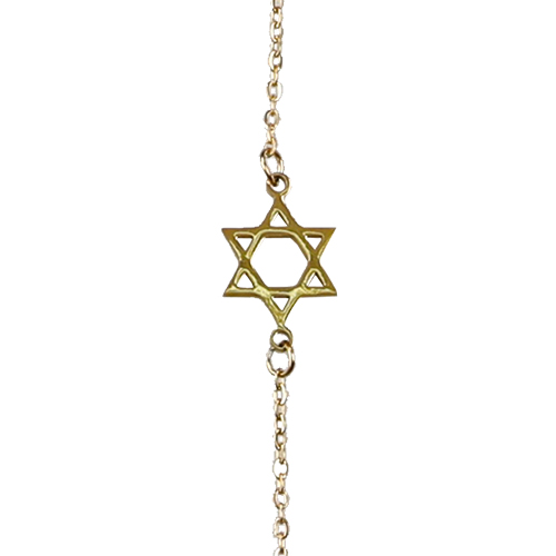 Stainless Steel Bracelet 22 cm- Magen David 2.5 cm