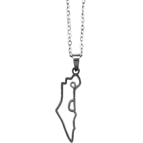 Stainless Steel Necklace 50 cm- Israel Map 2.5 cm