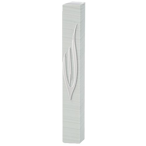 Plastic Mezuzah 12 cm - Silver SHIN with Rubber Cork