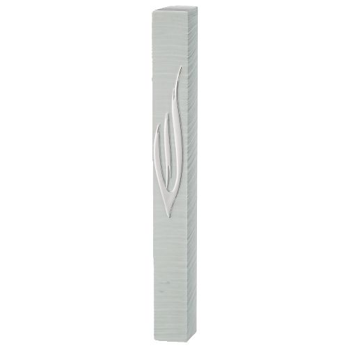 Plastic Mezuzah 15 cm - Silver SHIN with Rubber Cork