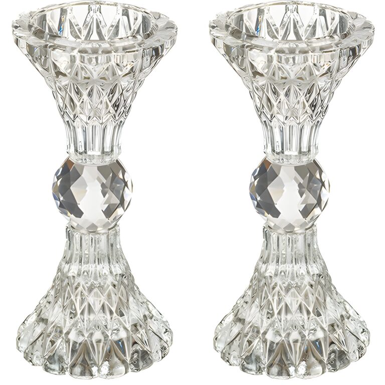 Pair of Crystal Elegant Candlesticks 13 cm
