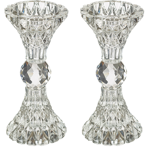 Pair of Crystal Elegant Candlesticks 13 cm