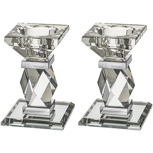 Pair of Crystal Elegant Candlesticks 10 cm