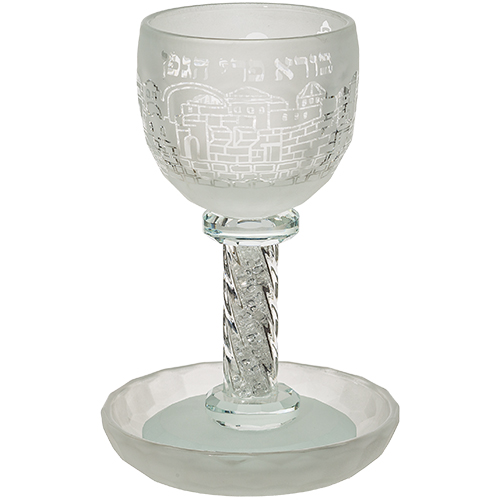 Crystal Kiddush Cup 16 cm with Stones contain 130ml / 4.3oz