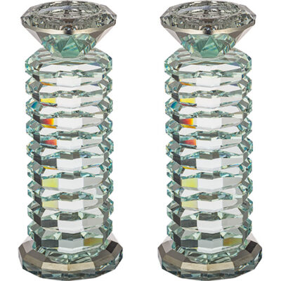 Pair of Crystal Elegant Candlesticks 18 cm