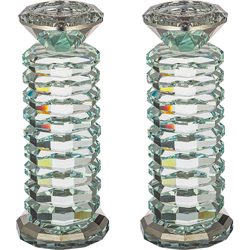 Pair of Crystal Elegant Candlesticks 18 cm