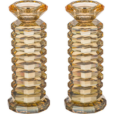 Pair of Crystal Elegant Candlesticks 18 cm
