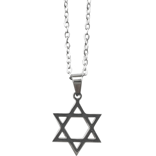 Stainless Steel Necklace 50 cm- Magen David 1.5 cm