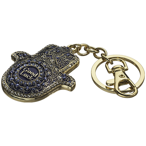 Metal Key Holder Hamsa Mazal English 5.5 cm