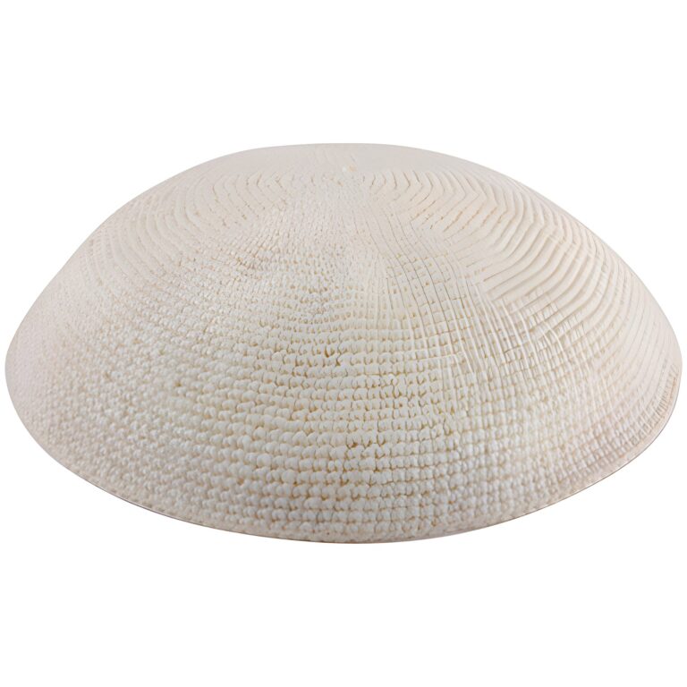 Knitted D.m.c Kippah 15cm - White