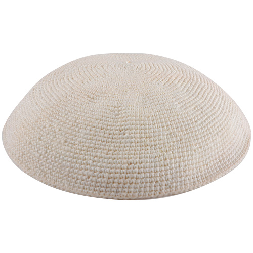 Knitted D.M.C Kippah 15cm - Sheer WHITE