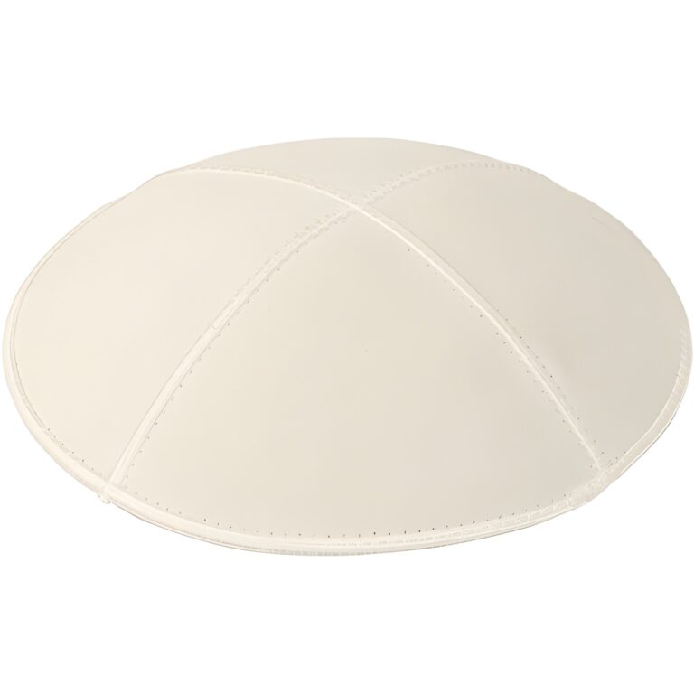 Leather Kippah 15 cm- Light Gray