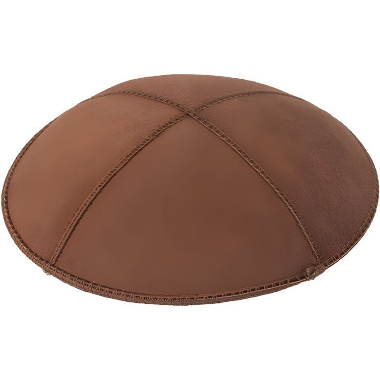 Leather Kippah 15 cm- Brown