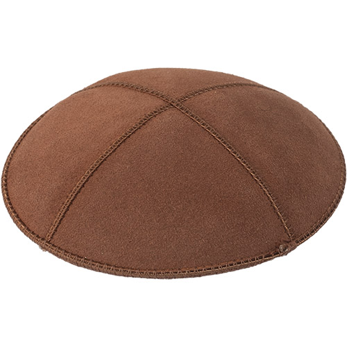 Leather Kippah 15 cm- Brown