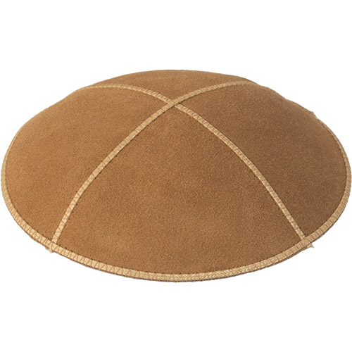 Leather Kippah 15 cm- Light Brown