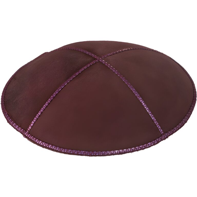 Leather Kippah 15 cm- Purple