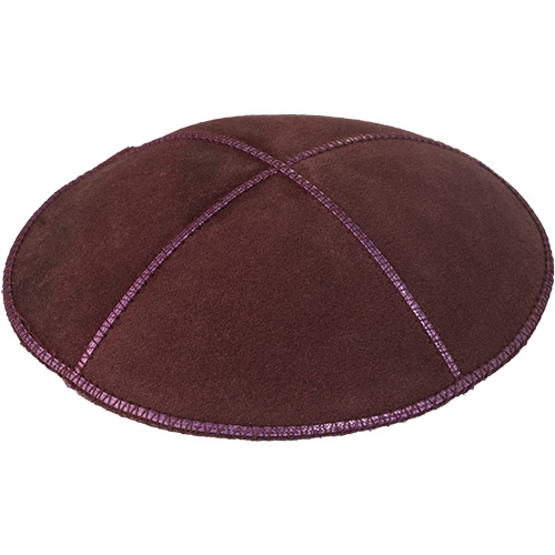 Leather Kippah 15 cm- Purple