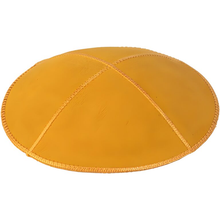 Leather Kippah 15 cm- Mustard Yellow