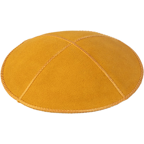 Leather Kippah 15 cm- Mustard Yellow