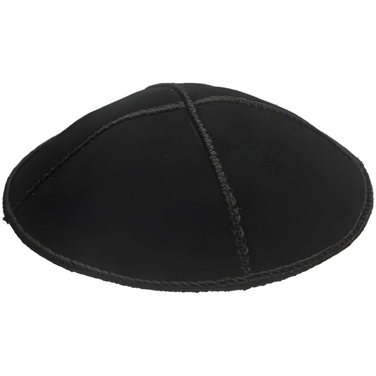 Leather Kippah "Art-men" 16 cm- Black