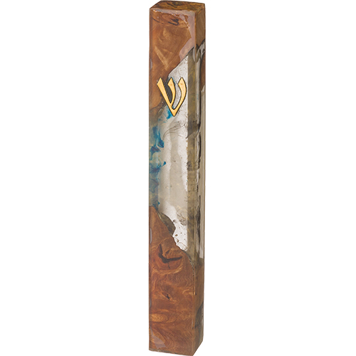 Epoxy Finish Mezuzah 15 cm- Green Colors