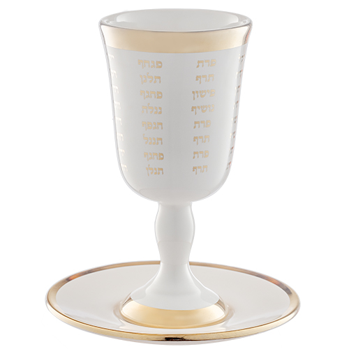 Ceramic Kiddush Cup 15 cm with Saucer