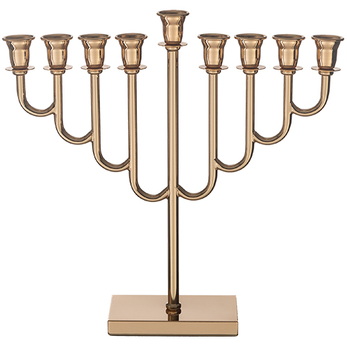 Metal Menorah 32 cm- Rose gold Finish