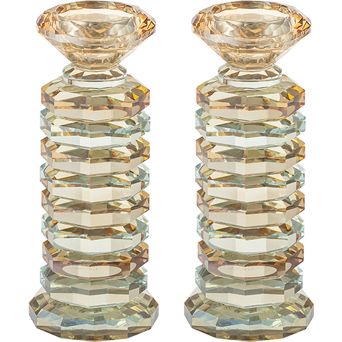 Pair of Crystal Elegant Candlesticks 18 cm