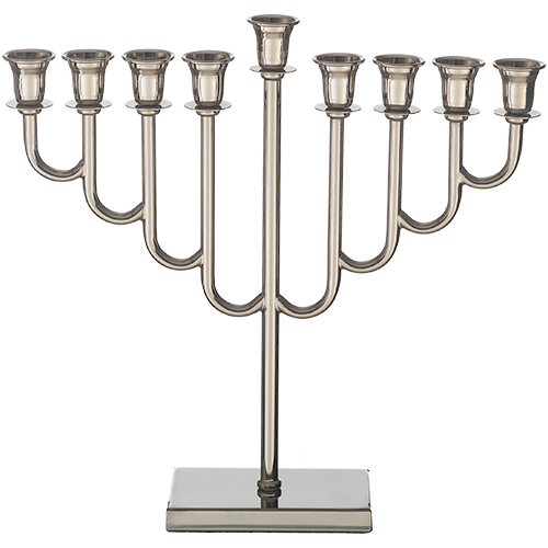 Metal Menorah 32 cm- NICKEL Finish