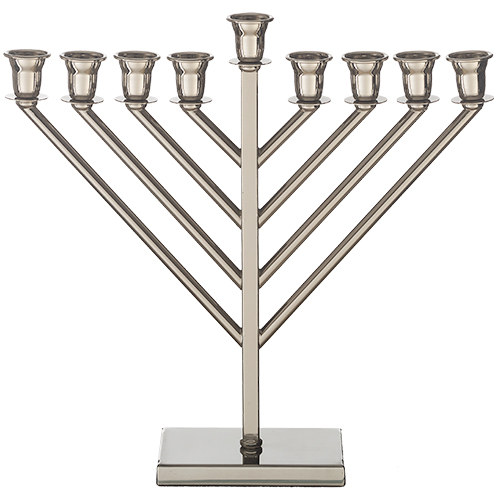 Metal "Chabad" Menorah 32 cm -NICKEL Finish