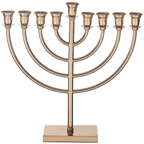 Metal Menorah 32 cm- Rose gold Finish