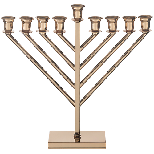 Metal "Chabad" Menorah 32 cm -ROSE GOLD Finish