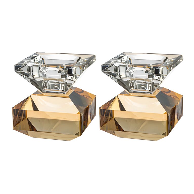 Pair of Crystal Elegant Candlesticks 7 cm