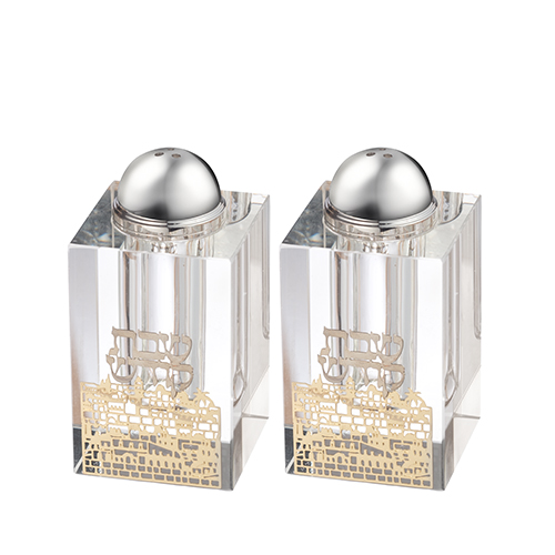 Crystal Salt & Peper Holders 8*4 cm with Laser Cut Plaque