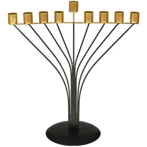 חנוכיית חוטים חבד לשמן - שחור 33.5 ס"מ