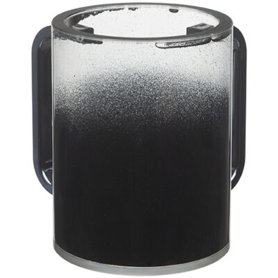 Lucite Clear Washing Cup 13 cm - Black Glitter and Black Handles